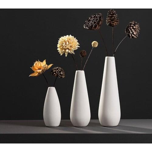 White Porcelain Vase For Flowers Nordic Home Hotel Living Room Decor Matte Ceramic Vase Planter Pot Shelf Dining Table Ornaments