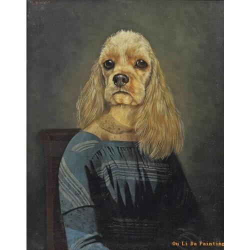 Free shipping animal cartoon Ms dog black skirt oil painting canvas painting prints on canvas kid room art decoration pictures