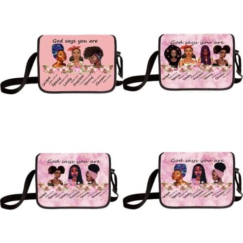 God Says You Are / Cartoon Afro Big Crossbody Bag Beauty Messenger for Teenagers Girls Boys Shoulder Bags Travel Daily Usage
