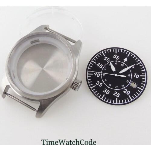 Fit For NH35 NH35A 39mm Watch Case Dial Hands Spare Parts Sapphire Crystal 20ATM Waterproof Brushed Case Screw In Crown