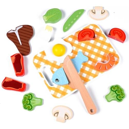 Childrens Wooden Simulation Kitchen Toy Pretend To Play House Magnetic Cutting Fruit And Vegetable Game Educational Toy Gifts
