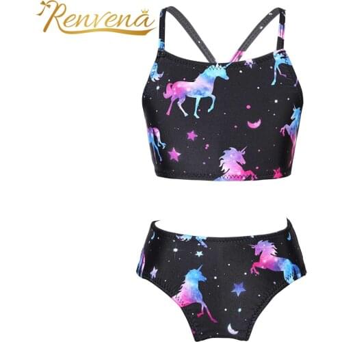 Girls Swimsuit Kids Bikini Sets Tankini Horse Printed Bathing Suit for Little Girl Swimsuits Children Swimwear Kids Beach Wear
