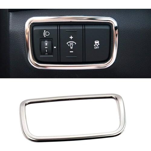 For Hyundai Creta IX25 2016-2018 Headlight Head Lights Lamp Switch Button Cover Trim Stainless Steel Interior Mouldings