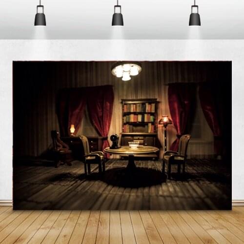 Vintage Grunge Interior Home Decro Curtain Desk Bookshelf Photozone Photophone Photo Backdrop Photo Backgrounds For Photo Studio
