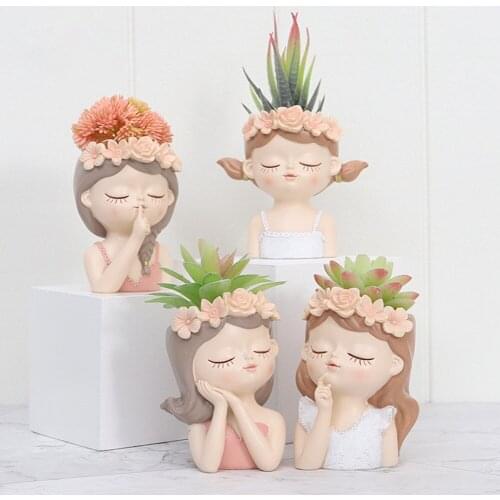 Cute Fairy Resin Flower Pots Succulent Planters Succulent Pots Garden Flower Potted Plants Pot For Home Tabletop Decoration