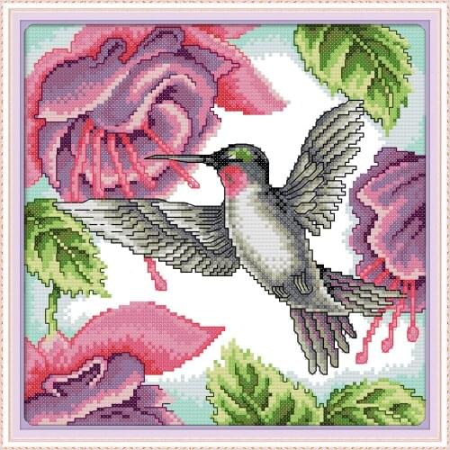 Hummingbirds 1 cross stitch kit aida 14ct 11ct count print canvas cross stitches needlework embroidery DIY handmade