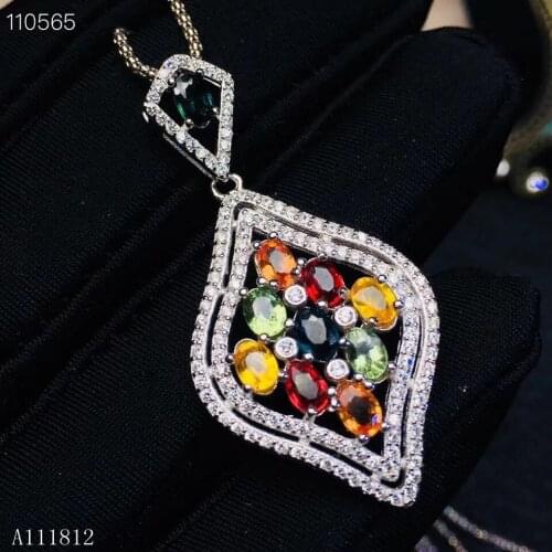 KJJEAXCMY boutique jewels 925 sterling silver inlaid color Sapphire Pendant + Necklace support detection