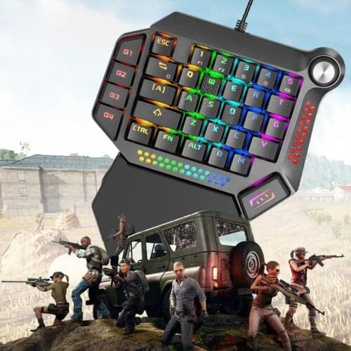 K50 Wired RGB Backlit One-Handed Mechanical Keyboard 35 Keys Portable Mini Keyboard for Throne PS4 Xbox One Laptop PC Game