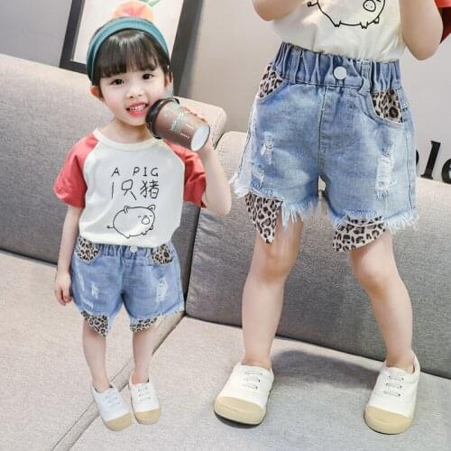 2021 summer new shorts girl jeans pants girl pants leopard fashion jeans leopard versatile pants casual fashion 1 2 3 4 5 6 y
