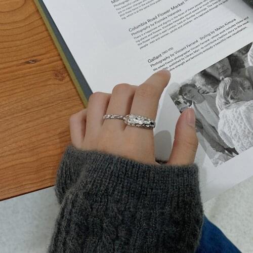 MLKENLY light luxury 925 sterling silver irregular ring for women niche design ins shaped thin ring