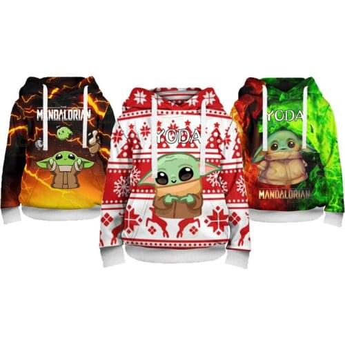 Disney Baby Yoda Sweatshirt Parent-child Outfit Fashion Children Baby Hoodie Cute Boys Girls Casual Tops for Kids Birthday Gifts