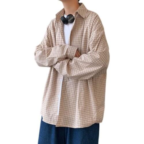 Fashion Men Shirt Casual New 2021 Plaid Long Sleeve Brand-clothing