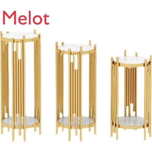 European-Style Fashion Simple Iron Flower Stand Golden Living Room Storage Rack Modern Luxury Indoor Multi-Layer Storage Rack