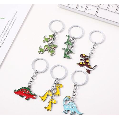 Fashion Cute Cartoon Little Dinosaur Keychain animal Key chain For Women Bag Charm Key Ring Pendant Gifts Jewelry