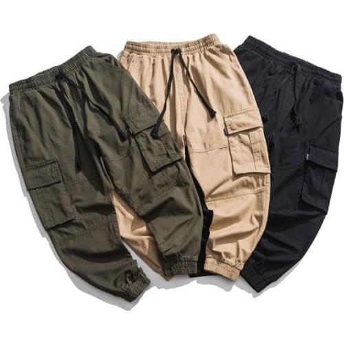 Men Vintage Cargo Pants 2019 Mens Hiphop Khaki Pockets Joggers Pants Male Korean Fashion Sweatpants Winter Overalls