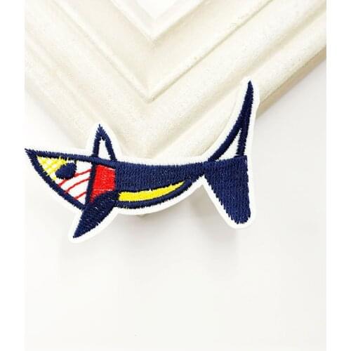 Fish 5.0x7.0cm DIY Cloth Badge Patches Clothing Cartoon Patch Fabric Sewing Embroidered Applique Jacket Jeans Clothing Badges