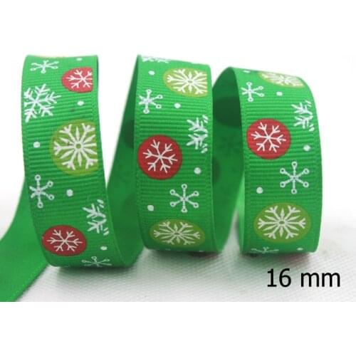 [IuBuFiGo] New 5/8" 16mm Snowflake Christmas Ribbon Sale Printed Grosgrain Festival Tape 100 yards/roll