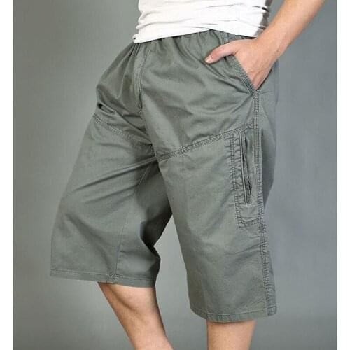 New Summer Pants Men Cotton 3/4 Length Cargo overall casual Man Sandbeach trousers Size:XL-6XL