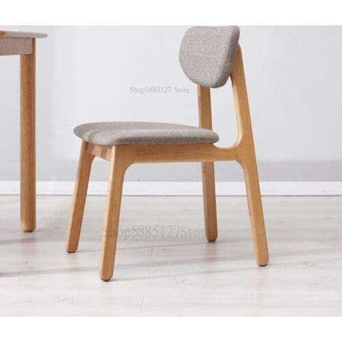 Solid Wood Dining Chair Nordic Oak Soft Bag Backrest Desk Chair Modern Minimalist Leisure Chair Environmentally Friendly Furnitu