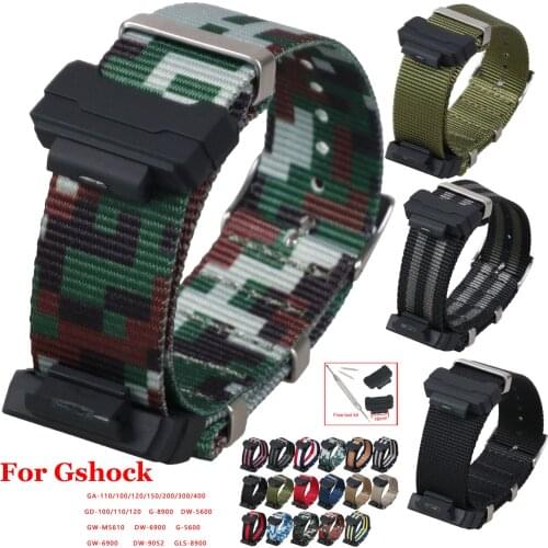 Replacement Watch Band for Casio G-SHOCK Strap Nylon Wristband for Gshock GA-110 300 DW6900 GD120 G-5600 GW-M5610 GLS8900 Belt