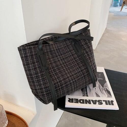 Ladies Women Middle Totes Handbag Harajuku Linen Weaving Handbag No Zipper Casual Womens Shoulder Bag