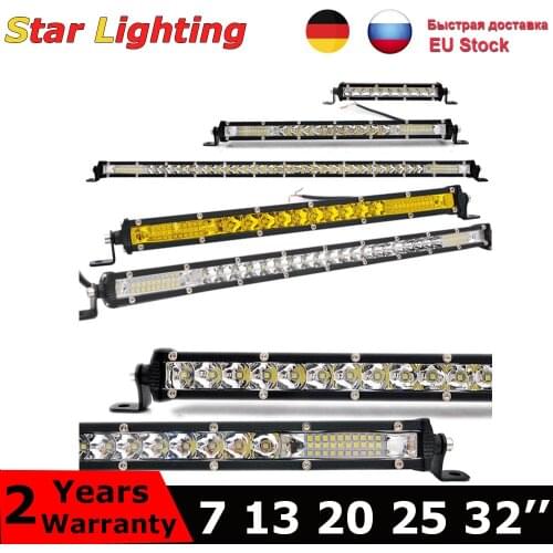 10D Super Slim LED Light Bar Yellow 7" 13" 20" 25" 32" 30W 90W 120W 150W 180W Combo beam For 4X4 ATV Off Road LED Work Light