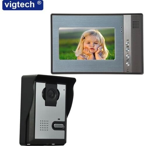 Vigtech7 " LCD Color Video door phone Intercom System home doorbell device Night Vision waterproof Camera support Electric Locks