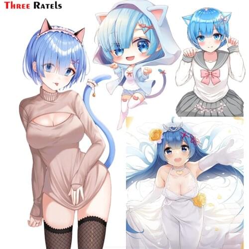 Three Ratels F363 Seikatsu Rem For Re Zero Material Vinyl Car Sticker suitcase laptop Car Truck Anime Auto Decoration