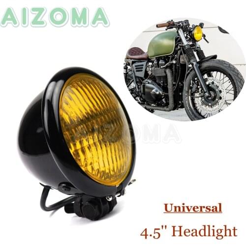 Motorcycles 4.5 inch Vintage Head Lights Headlight Amber Lens For Yamaha Honda Cafe Racer Scrambler Custom H4 Bulb Headlamp