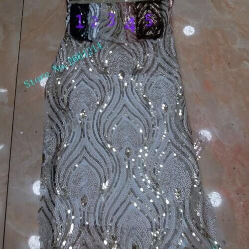 Top quality African lace fabric with sequins high quality 3d sequin fabric New sequin Lace fabric for Evening Dress BZL-39121