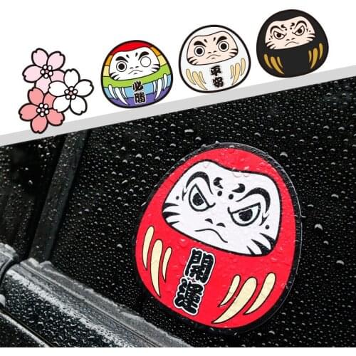 Japan Style Daruma Car Stickers Decoration Creative Side Window Fuji Mount Oriental Auto Decals Vinyl Best Wishes Accessories