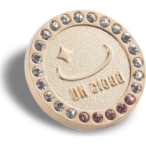 Factory customized personalized logo metal antique badge with crystal round badge