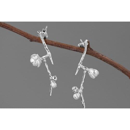 S.EAST SUN 925 Sterling Silver Handmade Vintage winter plum blossom pendant earrings are suitable for womens party gifts