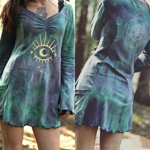 Vintage Medieval Cosplay Costumes for Women Dress Gothic Punk Print Streetwear Renaissance Middle Ages Viking Shirt Clothing