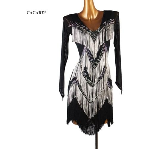 2021 Sexy Latin Dance Dress Women Latina Salsa Latin Dance Competition Dresses Fringe CHEAP Customize D1063 Mesh Sleeve Luxury