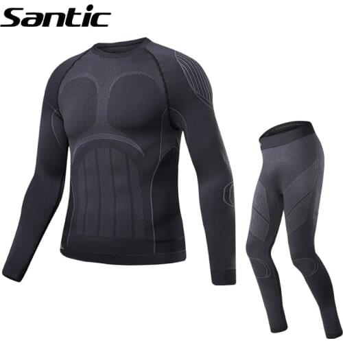 Santic Cycling Base Layer Men Long Sleeve Autumn Winter Thermal Sport Underwear Outdoor Running Fitness Base Layer Ropa Ciclismo