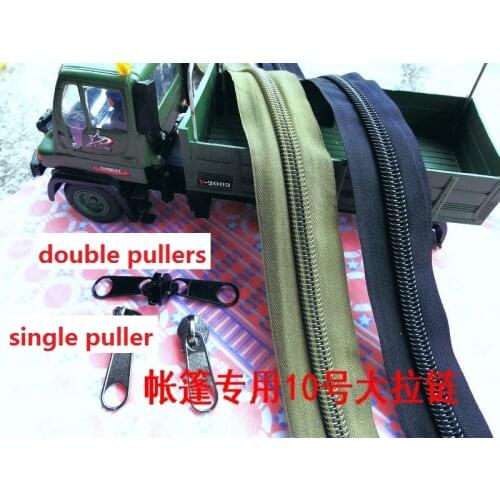 #10 big zippers for sewing bags tent luggages zipper diy accesseries 20meters with 20pcs slider army green/black/white