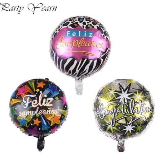10pcs 18inch Spanish Happy Birthday Foil Balloons Feliz Cumpleanos Te Quiero Air Baloes Event Party Decorations Air Golobs