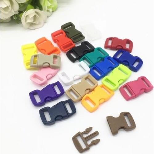 10Pcs 3/8" 10mm Side Release Buckle Curved Parachute 550 Paracord Bracelet DIY Dog Collar Strap Webbing Outdoor Camp