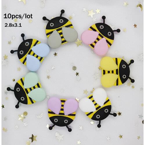 10Pcs Honey Bee Silicone Beads Necklace Teething Toys Perle Silicone Dentition Rodent BPA Free Honeybee DIY Making Baby Products