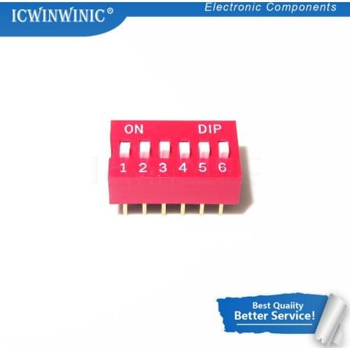10piece DIP Switch 6 Way 2.54mm Toggle Switch Red Snap Switch Wholesale Electronic