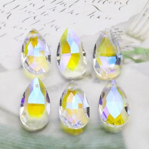 10PC Fire Polished AB Color Angel Tears Crystal Chandelier Prism Suncatcher Aurora DIY Wedding Christmas Party Curtain Accessory