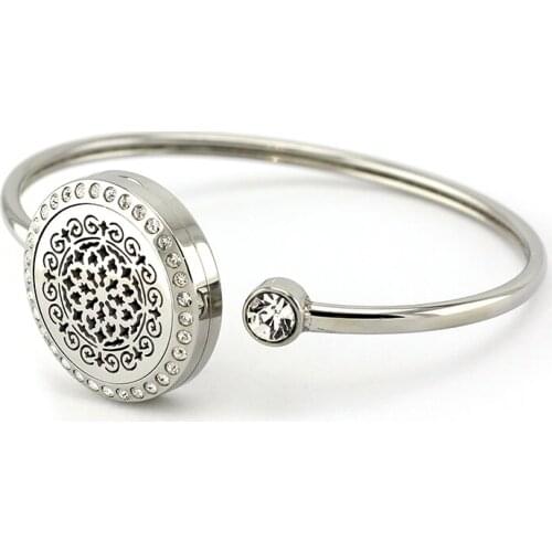 10pcs/lot 25mm Stainless Steel New Design Aroma Essential Oil Diffuser Perfume Locket Bangle