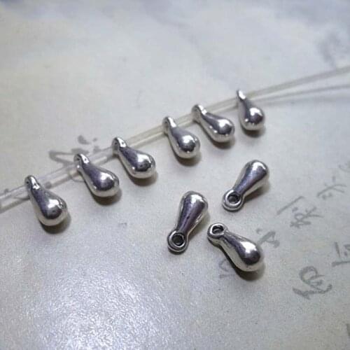 100pcs/lot Pretty Small Alloy Water Drop Shape Charms 7x3mm Tibetan Silver Ornament Pendants DIY Jewelry Making For Necklace