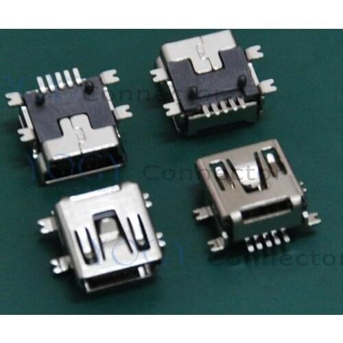 100 pcs/lot) New 7.8mm MINI USB Female Connector, 4 Fixed feet SMD, Commonly used in digital cameras