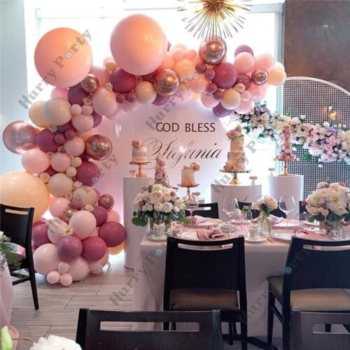 121Pcs Baby Shower Girl Birthday Decoration Balloon Garland Macaron Pink Orange Latex Globos Arch Kit For Wedding Party Decor