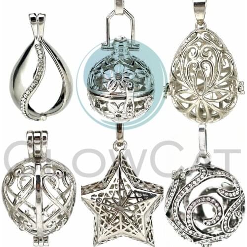 1x Exquisite Hollow Water Drop Star Hand Ball Box Pendant Essetial Oil Diffuser Locket Pendants For DIY Perfume Necklace Jewelry