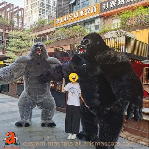 2.5m Giant Inflatable Kingkong Costume Full Body Plush Mascot Gorilla Suit Blow Up King Kong Suit Adult Fancy Dress Chimpanzee
