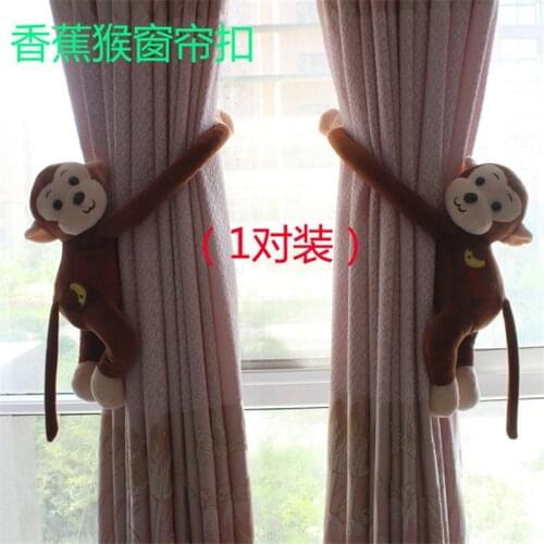 2pcs cartoon cute creative banana monkey curtain buckle curtain straps curtains with a pair of home decoration accessories