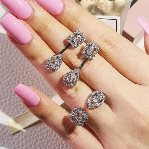 2pcs Pack 2021 New Luxury Princess 925 Sterling Silver Dubai Jewelry Sets For Wome Anniversary Gift Jewelry Wholesale J6178